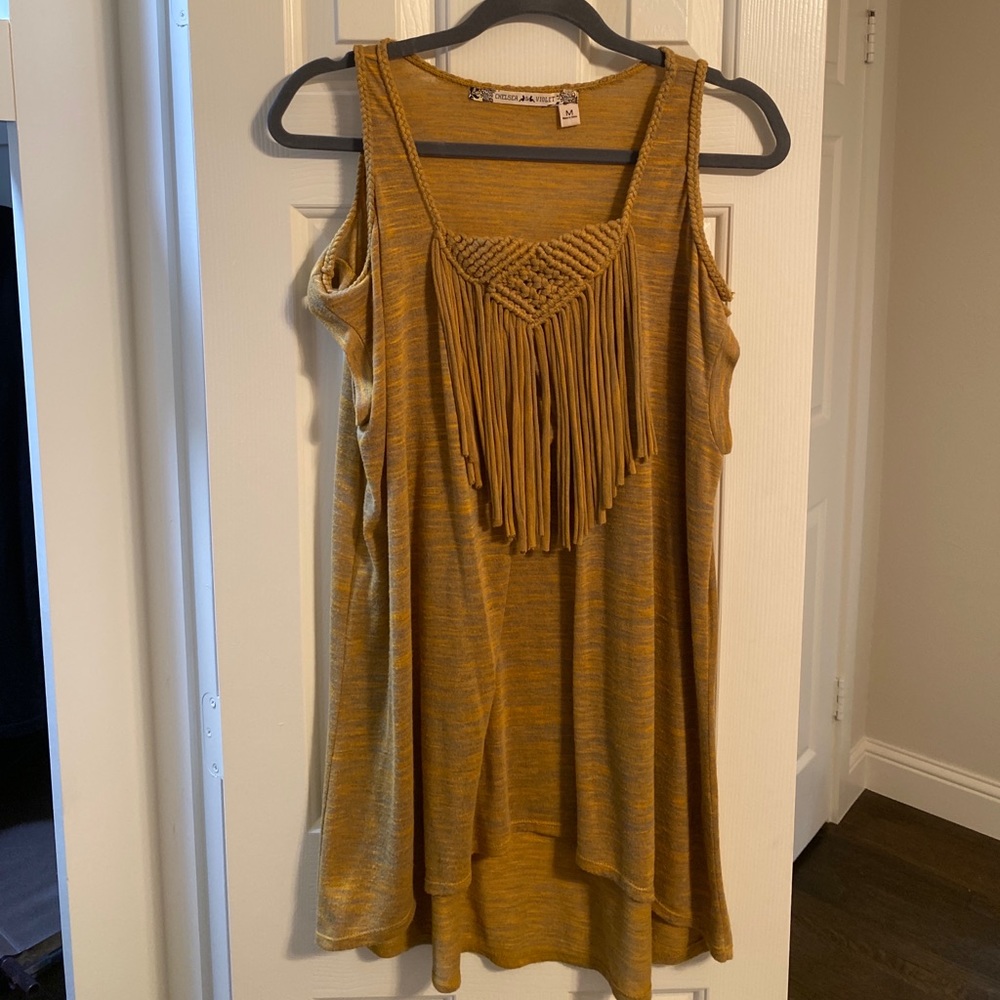 Cold shoulder mustard top